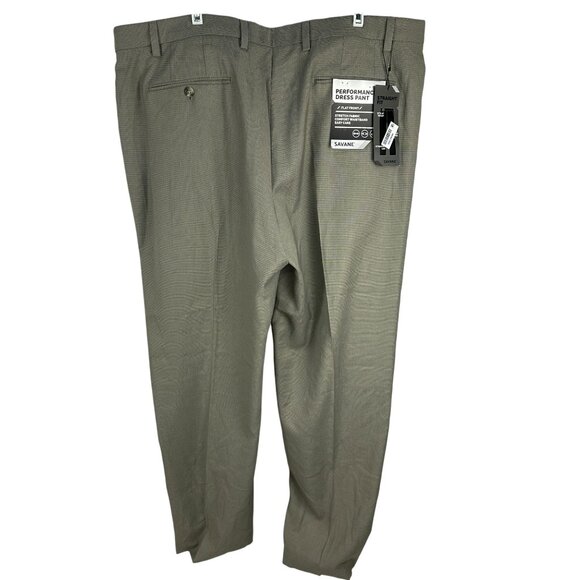 Savane Mens Performance Dress Pants 42 Flat Front Stretch Comfort Waistband Gray - Picture 2 of 6